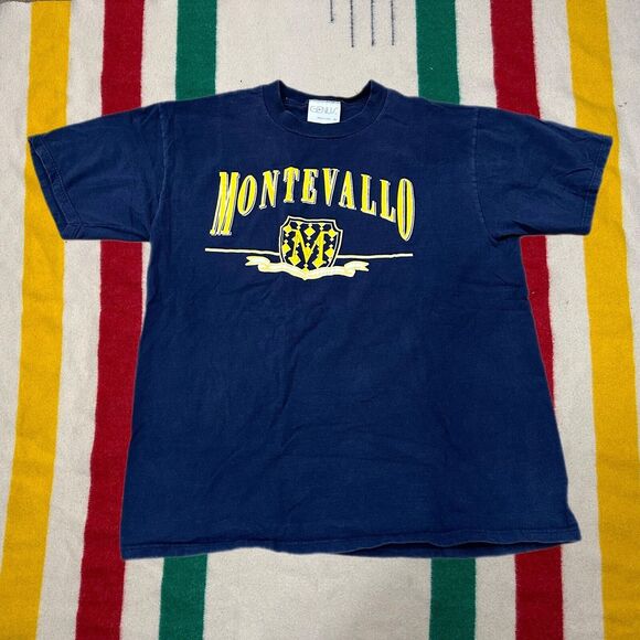 Vintage Montevallo Shirt‎ Men's XL University Alabama College 90s Blue Cotton - Picture 1 of 5